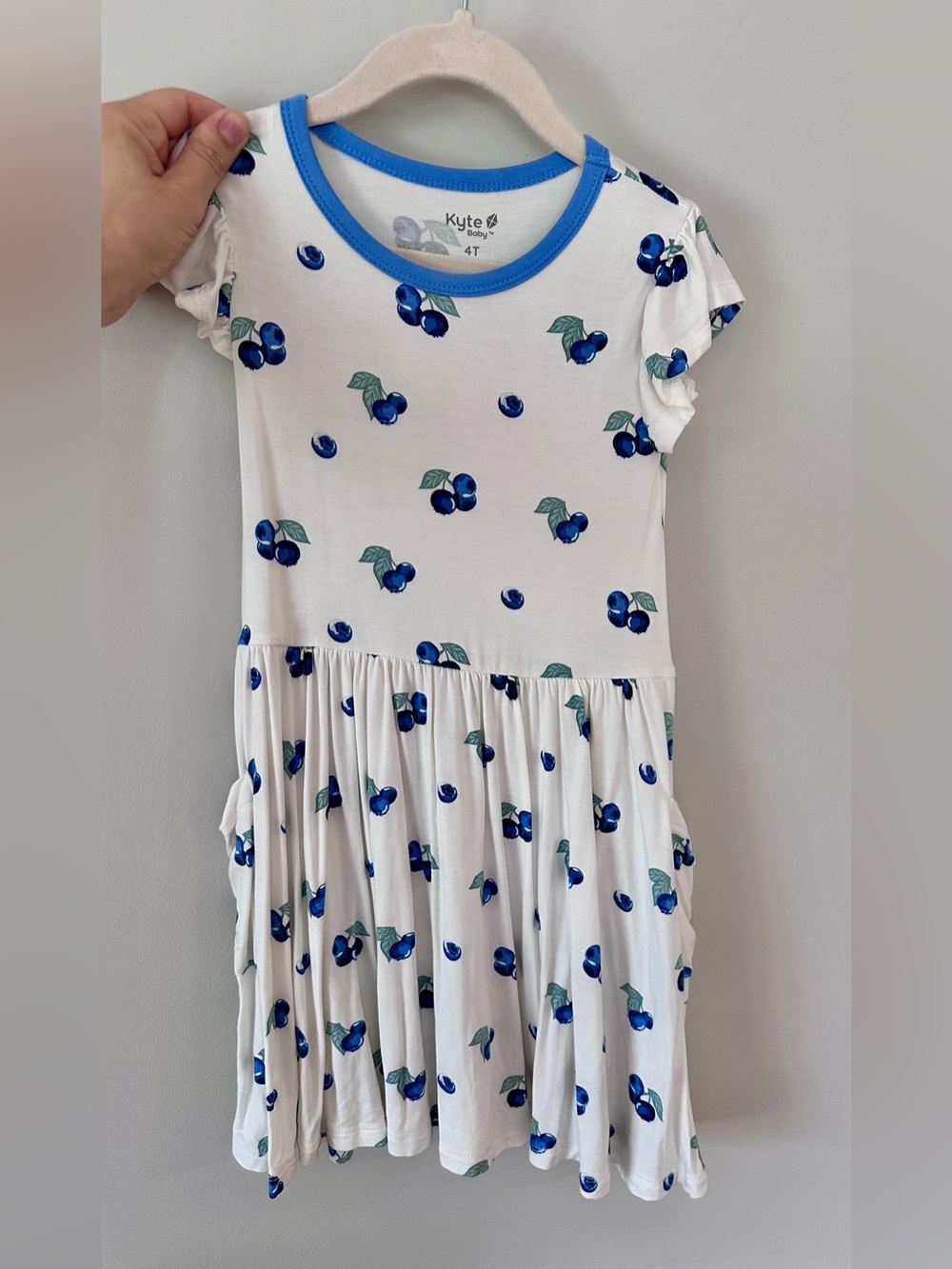 Kyte BABY White Dress with Blueberry Print
